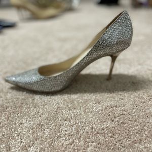 Jimmy Choo Romy Glittered Metallic-Heel
